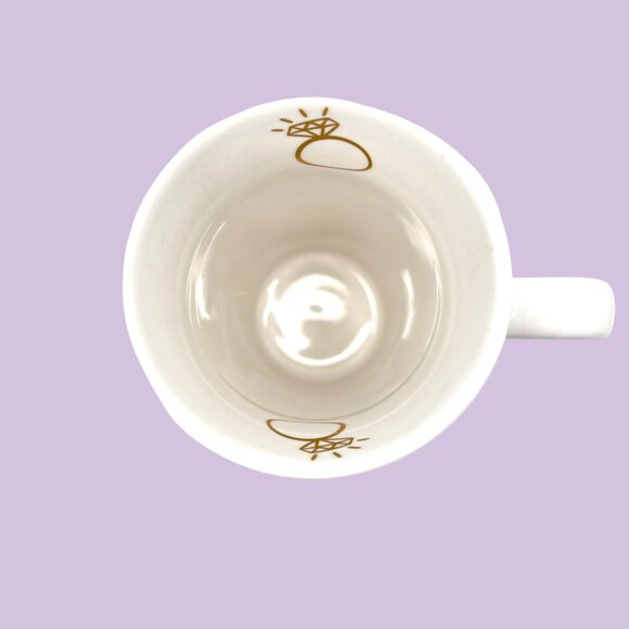 NWT WIFEY FOR LIFEY TALL WHITE & GOLD CERAMIC MUG WEDDING BRIDE GIFT RING - Picture 4 of 6